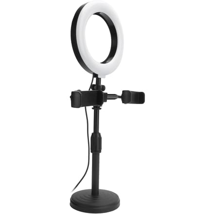 Mobiele Telefoon 2 Stuks Clips Standaard met 6-inch LED Ringlicht Vullicht Beugel voor Live Stream black