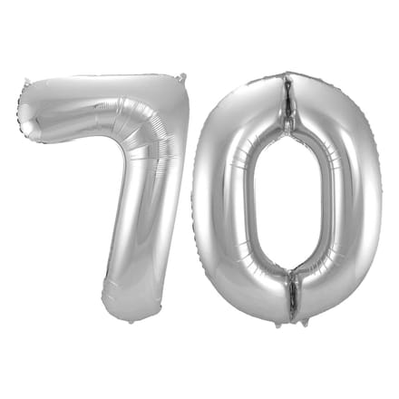Folieballon 70 jaar - Zilver - 86 cm