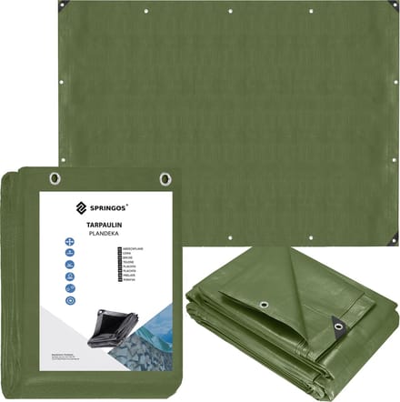 Springos Afdekzeil | Dekzeil | Zeildoek | Waterdicht | PVC | 4 x 6 m | 120 g/m2 | Groen