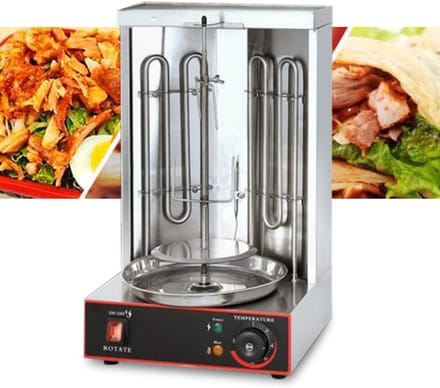 Gyrosmachine - Kebab Grill - Professioneel Grillen - Dubbele Brander - 29.5 x 30 x 48 cm - Zilver