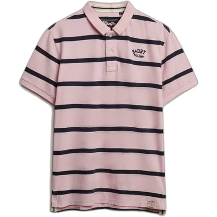 Superdry Vintage Stripe Korte Mouw Poloshirt Roze M Man
