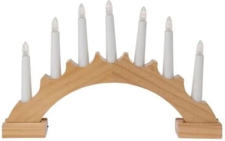 Candle Bridge 7Led Wood Round Kerst Nampook