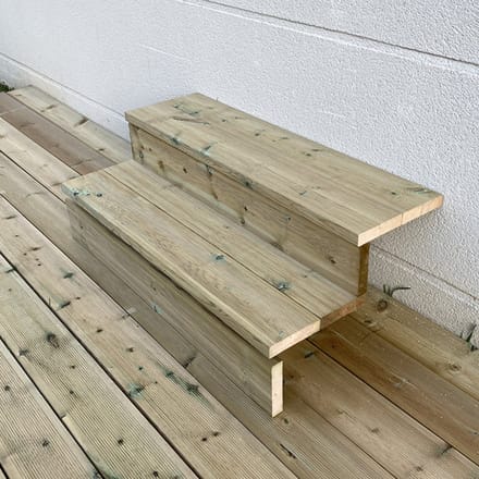 BERLIN Houten Buitentrap - 2 Gesloten Treden 37 cm Hoog - 100 cm Breed