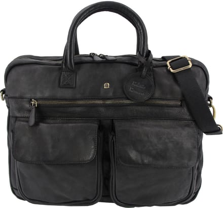 Roberto Romano laptoptas - FIRENZE - zwart - echt leer - 29x40x10cm - JU-48200