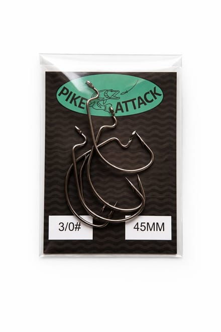 PikeAttack-ofsethaak-wormhaak-weedleshaak-vishaak-size 3/0#- 45mm
