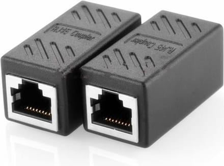Techvavo® RJ45 Koppelstuk Set van 2 – UTP Koppelstuk – Internetkabel Verlengstuk – Ethernet Connector – Female naar Female – Zwart