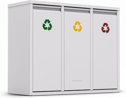 Klarstein Prullenbak - 3 Compartimenten - 45 Liter - 3 Recyclingbakken - Muurinstallatie mogelijk - Wit