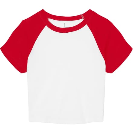 Bella+Canvas Women´s Micro Rib Raglan Baby Tee BL1201 - White/Red - M