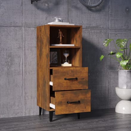vidaXL - Dressoir - 34,5x34x90 - cm - bewerkt - hout - gerookt - eikenkleurig