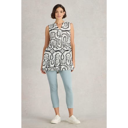 White Stuff Macie Sleeveless Tunic Ivory Print Größe: 8 REGULAR | Blusen Outlet | Damen | Weiß