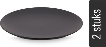 vtwonen - Borden - Set van 2 - Mat Zwart - Porselein - Ø 25.5cm
