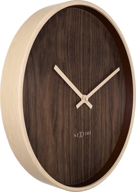 NeXtime Oslo – Wandklok – 30 cm – Plastic – Lichtbruin/Donkerbruin – Stil