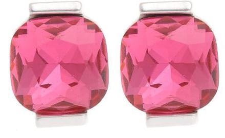 Behave - Oorbellen dames steker glassteen - roze zilverkleur modern