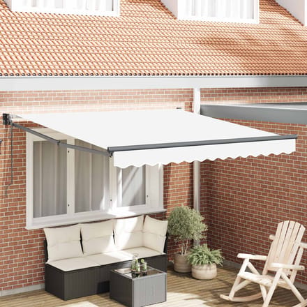 vidaXL - Uitschuifbare - luifel - Wit - 350 - x - 250 - cm - Polyester - en - Metaal