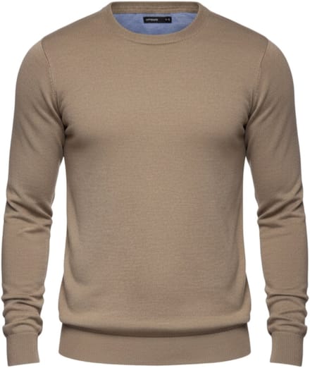 OMBRE Trui - Regular Fit - Viscose - Lange Mouw Beige Gemêleerd XXL