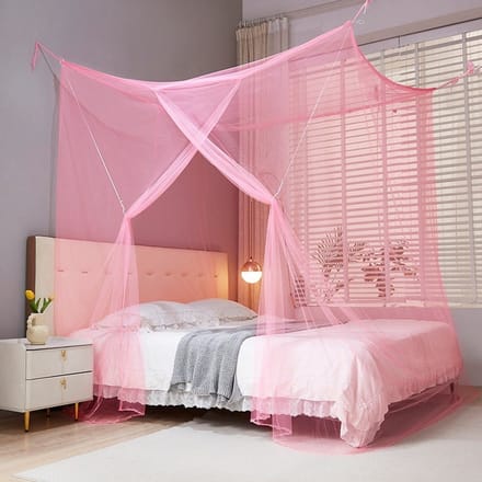 Bedklamboe Groot Vierkant – Rose (200x220x180cm) – Hemelklamboe Binnen & Buiten – Voor 1 & 2 Persoonsbedden