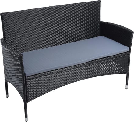 Tuinbank van polyrotan 2-zits met kussen - Weerbestendig en comfortabel