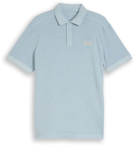 Tom Tailor - Piqué poloshirt met logobadge - Maat S - light blue grey