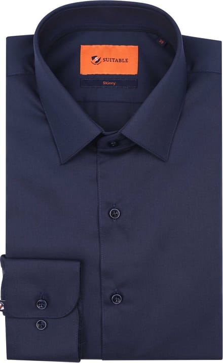 Suitable Twill Overhemd Donkerblauw (navy) - Maat 41 - Heren - Overhemden Formeel