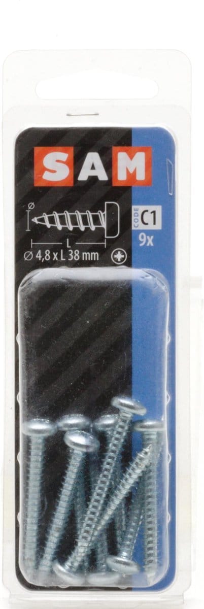 9x SAM Zelftappende schroef cyl kop 4.8x38mm C1 816042