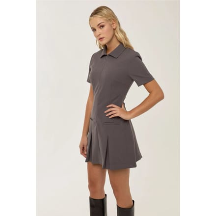 Polo Kraag Plisségordijn Mini-jurk