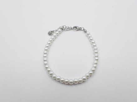 Colure® armband glasparels 6mm white zilver
