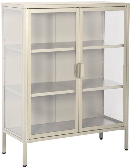 sweeek - Vitrinekastje gehard glas en staal 2 deuren 2 planken 80cm - arkansas