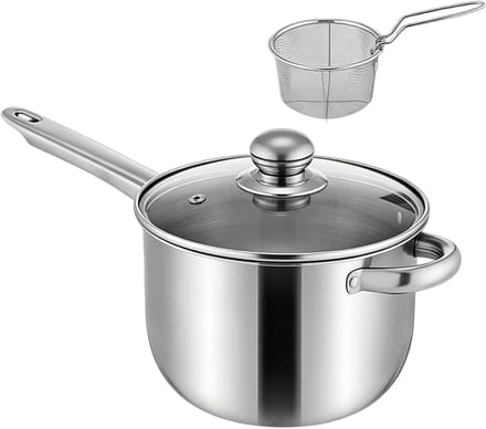 Airfryer Pan - Friteuse Pot - Compact Koken - Inductie Compatibel - 15 inch - Zilver