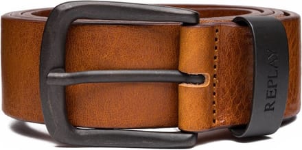 REPLAY Leren Riem Leather Belt W85 Faded Deer Brown Bruine