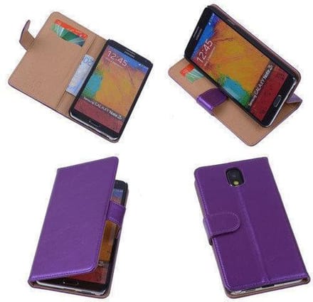 PU Leder Lila Samsung Galaxy Note 3 Neo Book/Wallet Case/Cover Hoesje
