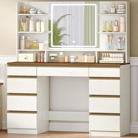 Kaptafel met Spiegel en Verlichting - Make-up Tafel - Make-up tafel - Organizer