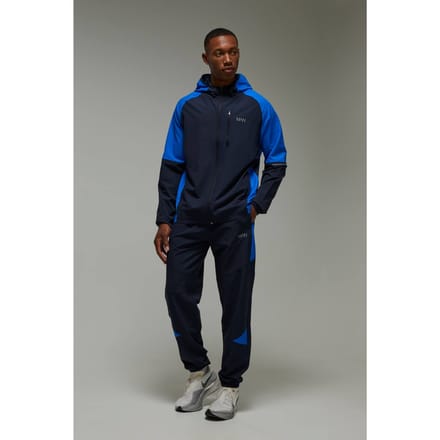 Man Active Colour Block Stretch Woven Regular Fit Tracksuit | Navy | Size Medium
