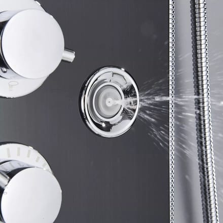 Douchepaneel Regendouche, groot massagepaneel mini-jets, zwart met LED verlichting en Display