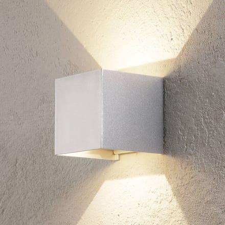 ORION LED buiten wandlamp Cube, aluminiumkleurig, metaal, 10 cm, up/down