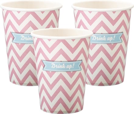Chevron Divine wegwerp bekers - roze (8 stuks)