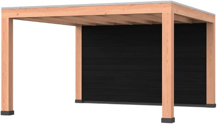 Douglas overkapping, 400 x 400, met zwarte achterwand, Westwood Modern Plus