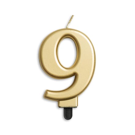 Wefiesta Verjaardagskaars Cijfer 9 Wax 7,8 Cm Goud