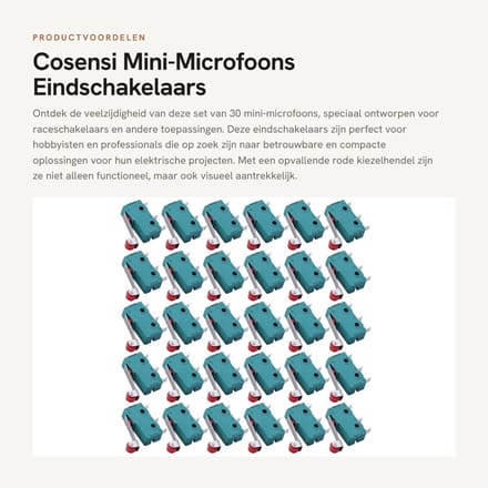 Solidchoice- Microschakelaar Set van 30 - Mini/Microfoons - AC 250 V - 5 A - SPDT 1NO/1NC - Momentane Actieschakelaars - Schakelaar