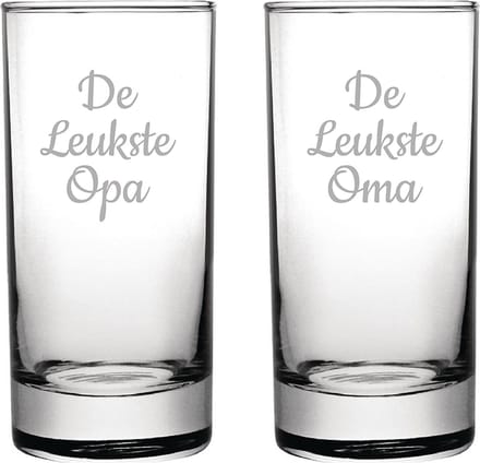 Gegraveerde longdrinkglas 28,5cl De Leukste Opa- De leukste Oma