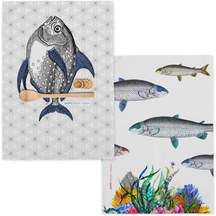 Set van 2 theedoeken Fish | Happy Friday