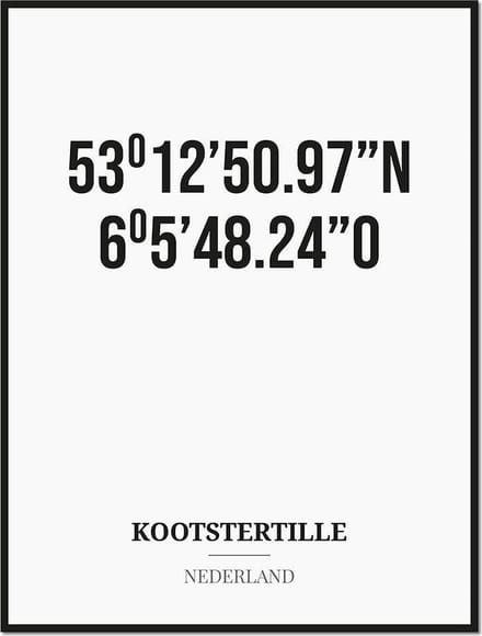 Poster/kaart KOOTSTERTILLE met coördinaten
