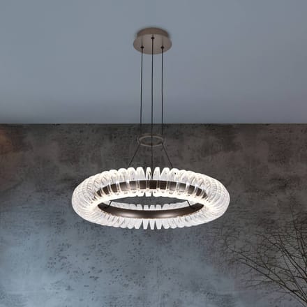 Viokef LED hanglamp Alba grijs geborsteld/transparant Ø 60 cm metaal/acryl
