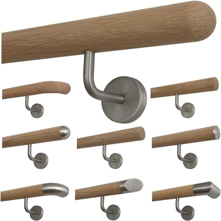 Eiken Leuning - Trapleuning Hout - Veilig Traplopen - Onbehandeld Eikenhout - 140 cm - Niet gespecificeerd