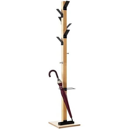 Staande kapstok Easycloth, van massief hout, met parapluhouder, zwart