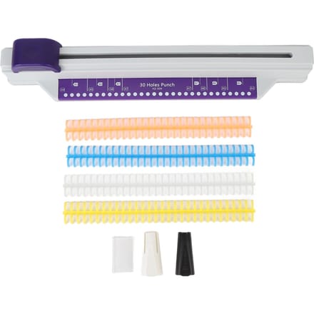 30 Gaats Perforator 6 Vel Capaciteit Handduw A4 Papierperforator Inbindmachine met 4 Losbladstrips white