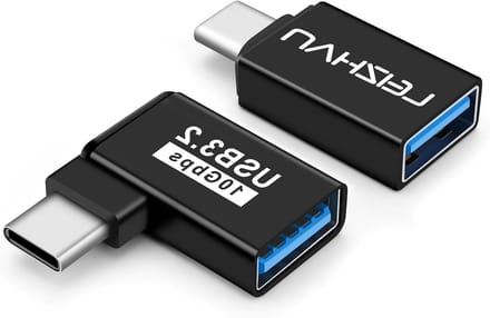 USB C Adapter - OTG Adapter - Data Transfer - 90 Degree Bend - 2 Pack - Black