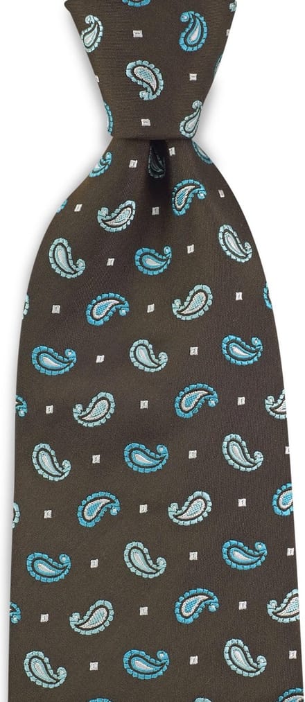We Love Ties - Stropdassen - Stropdas La Passegiata #1 - bruin / turquoise / wit