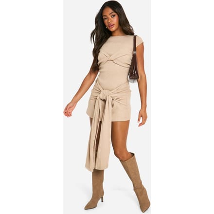 boohoo Dames Brushed Rib Mini Jurk | Steen | Maat: 42