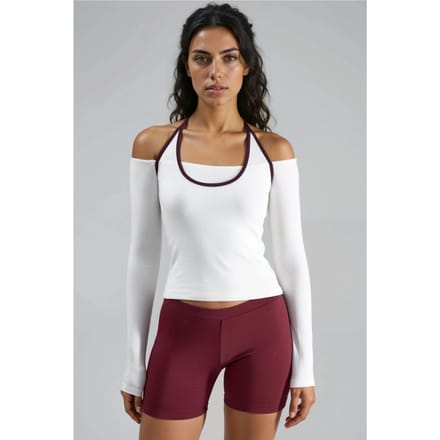 Slim Fit Gebreide Blouse met U-Hals en Contrasterende Afwerking