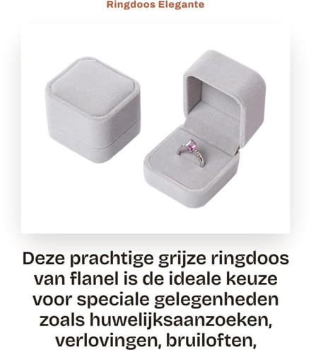 Dailygoods- Sieradenbox Elegant - Ringdoosje Huwelijk - Cadeaudoos - Verlovingsring - Robuust - Luxe Pluche - Ringdoos